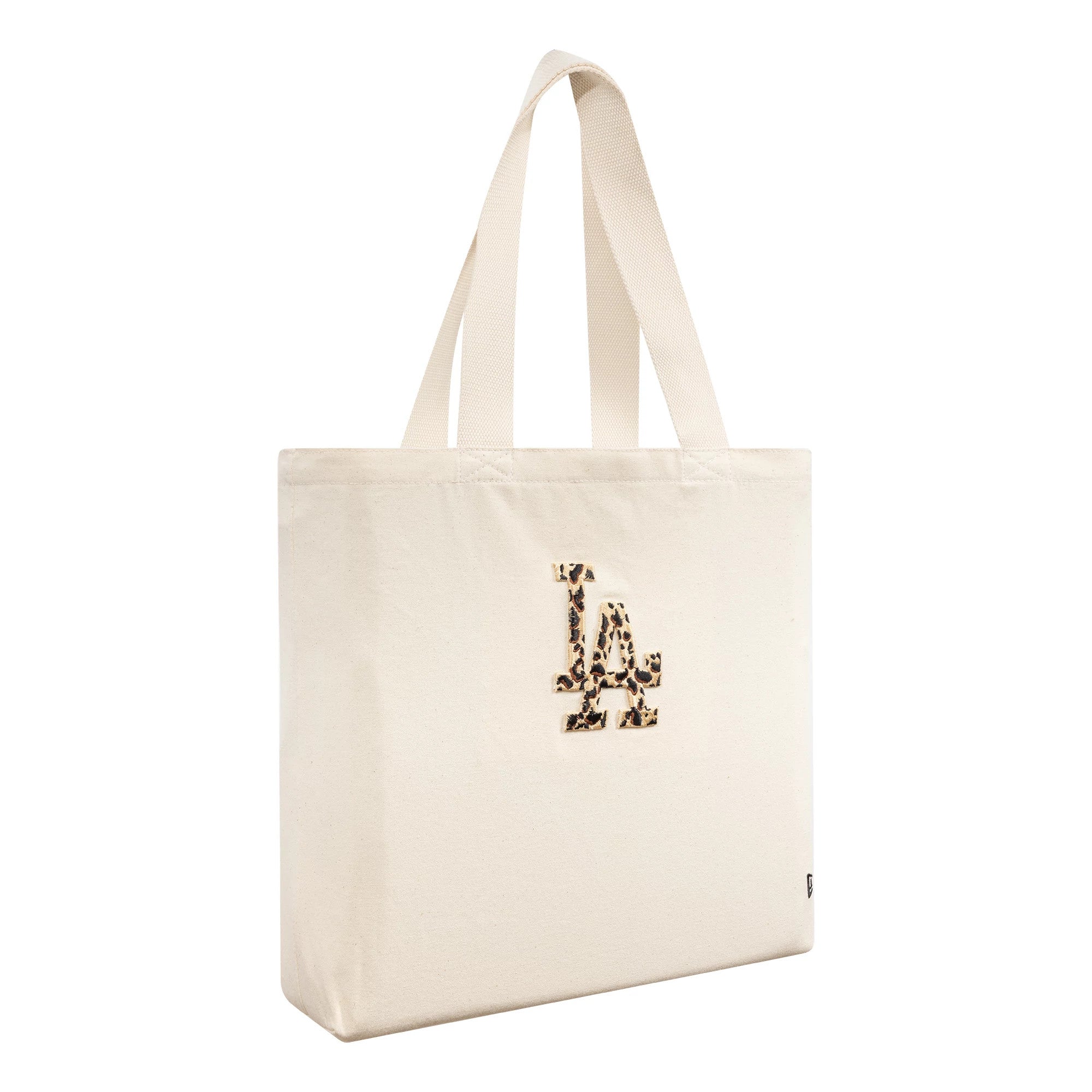 Pictured is this MLB Animal Infill LA Dodgers Tote Bag in cream. 3