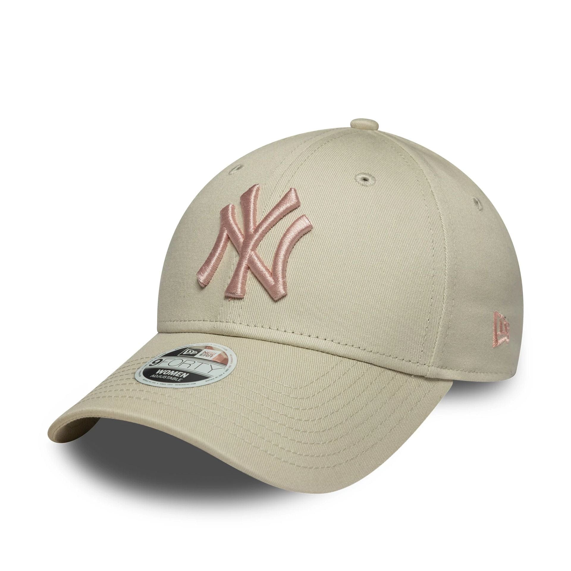 Pictured is this Womens MLB League Essential New York Yankees 9FORTY in light beige. 1