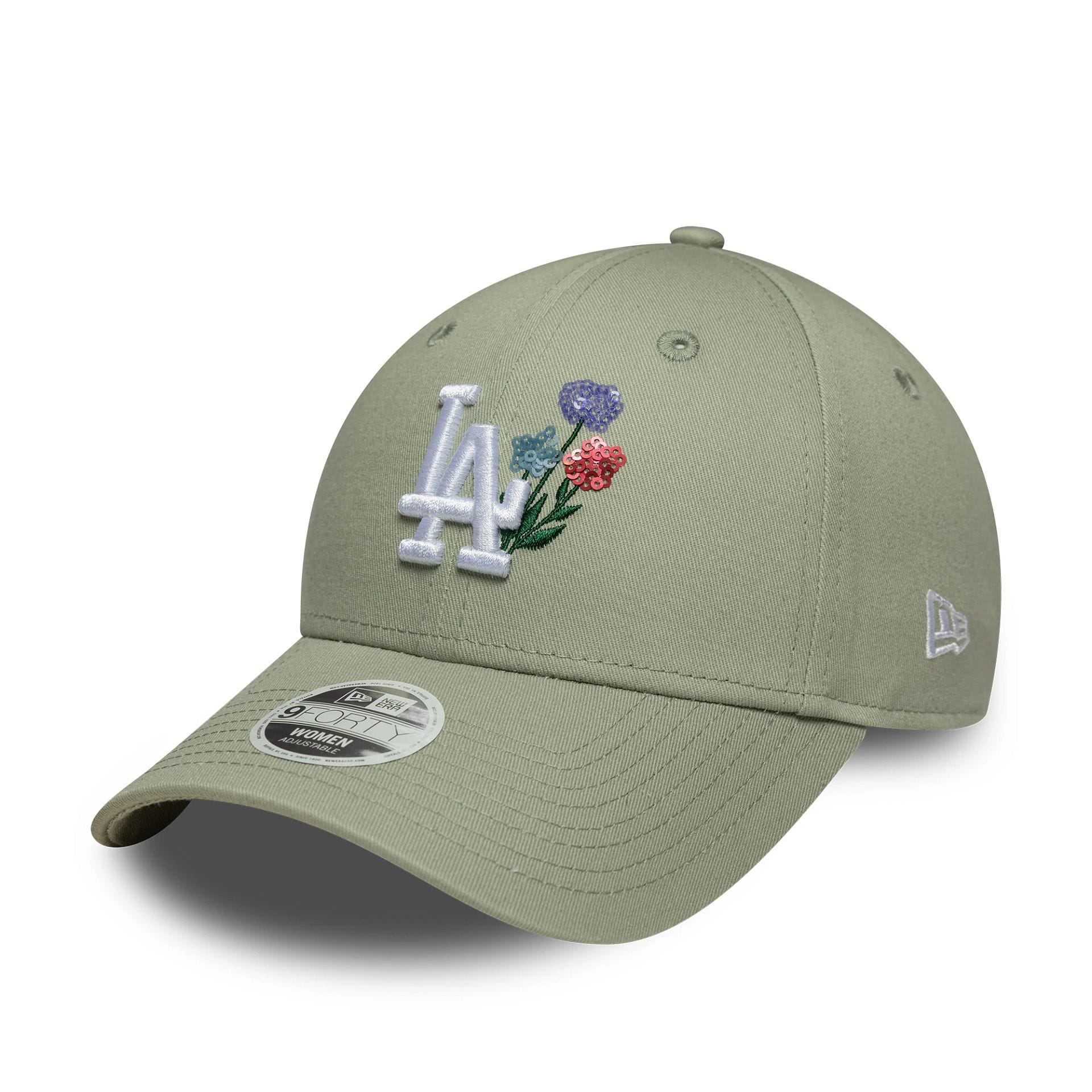 Pictured is this Womens MLB Floral LA Dodgers 9FORTY in pastel green. 1