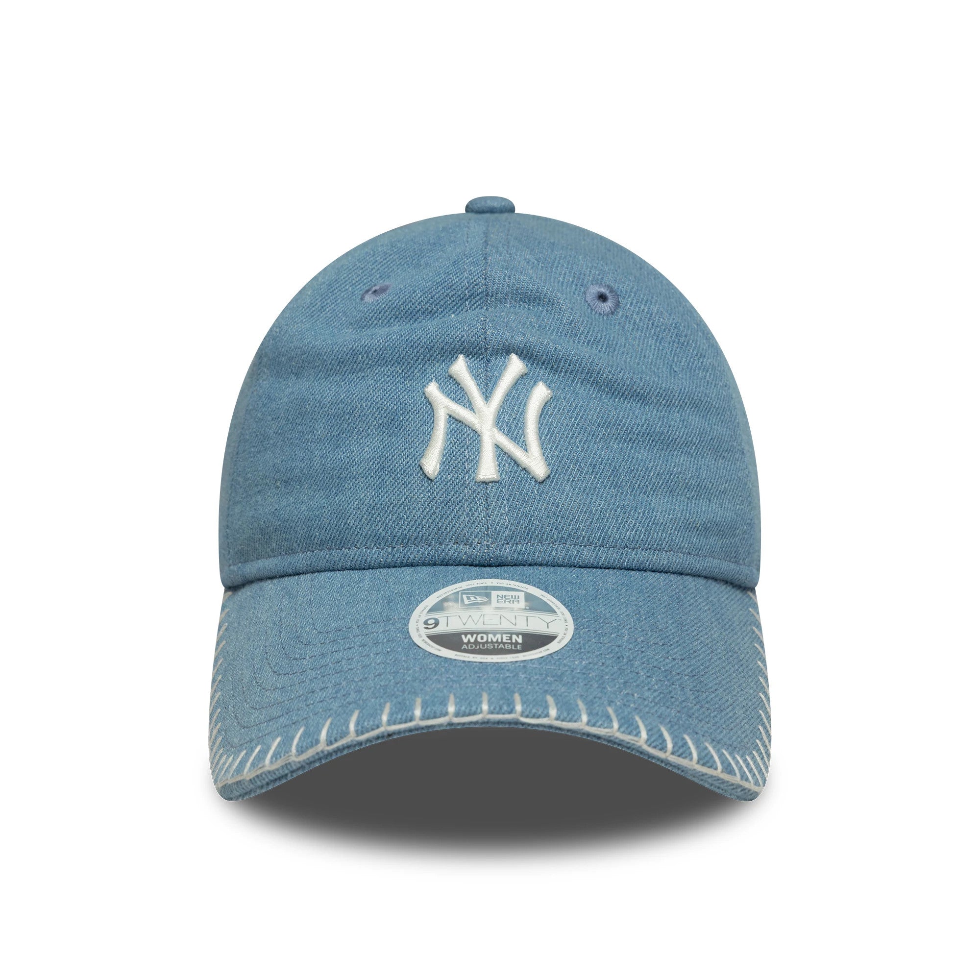 Pictured is this Womens MLB Denim Stitch New York Yankees 9TWENTY in pastel blue. 2