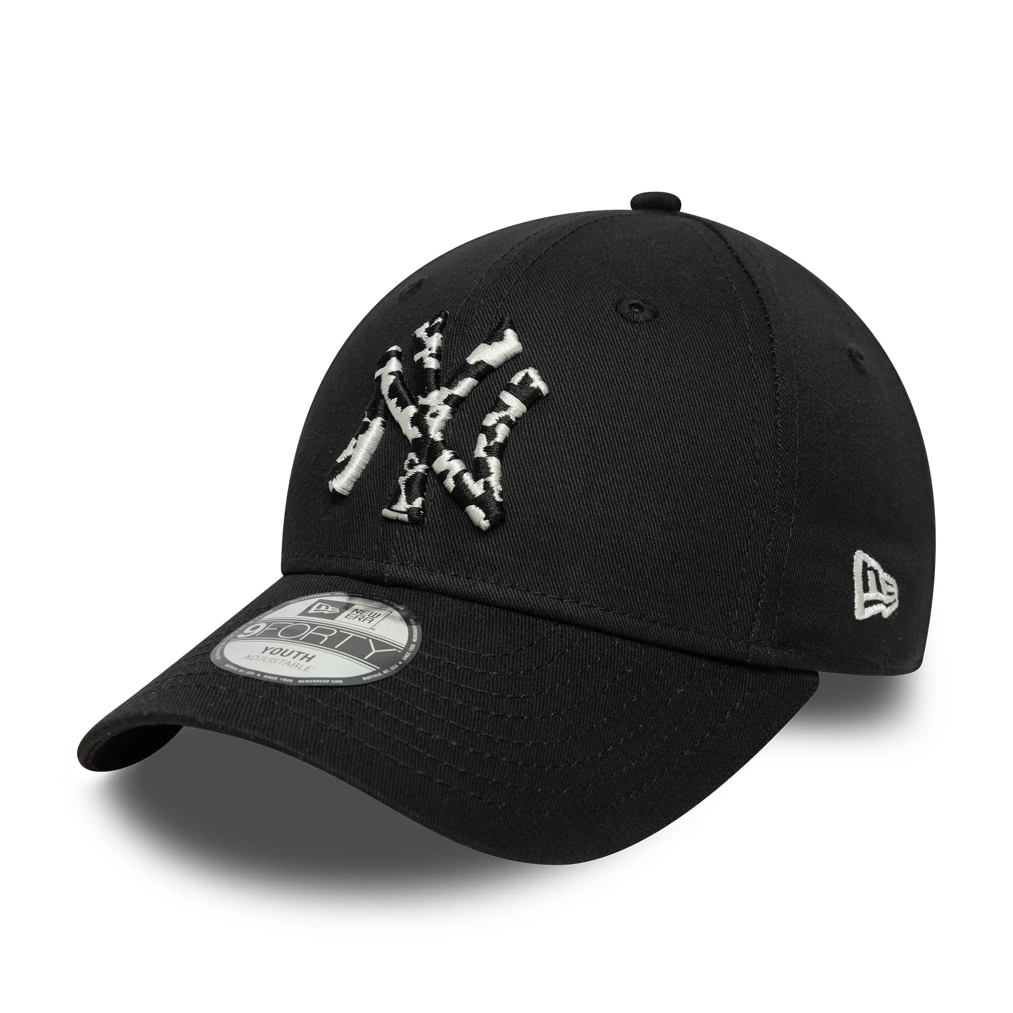 Pictured is this Youth MLB Animal Infill New York Yankees 9FORTY in black. 1