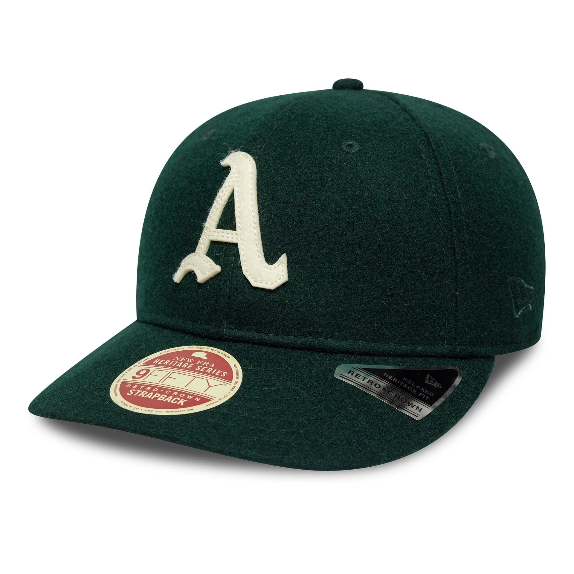 Pictured is this MLB Heritage Athletics Retro Crown 9FIFTY in dark green. 1