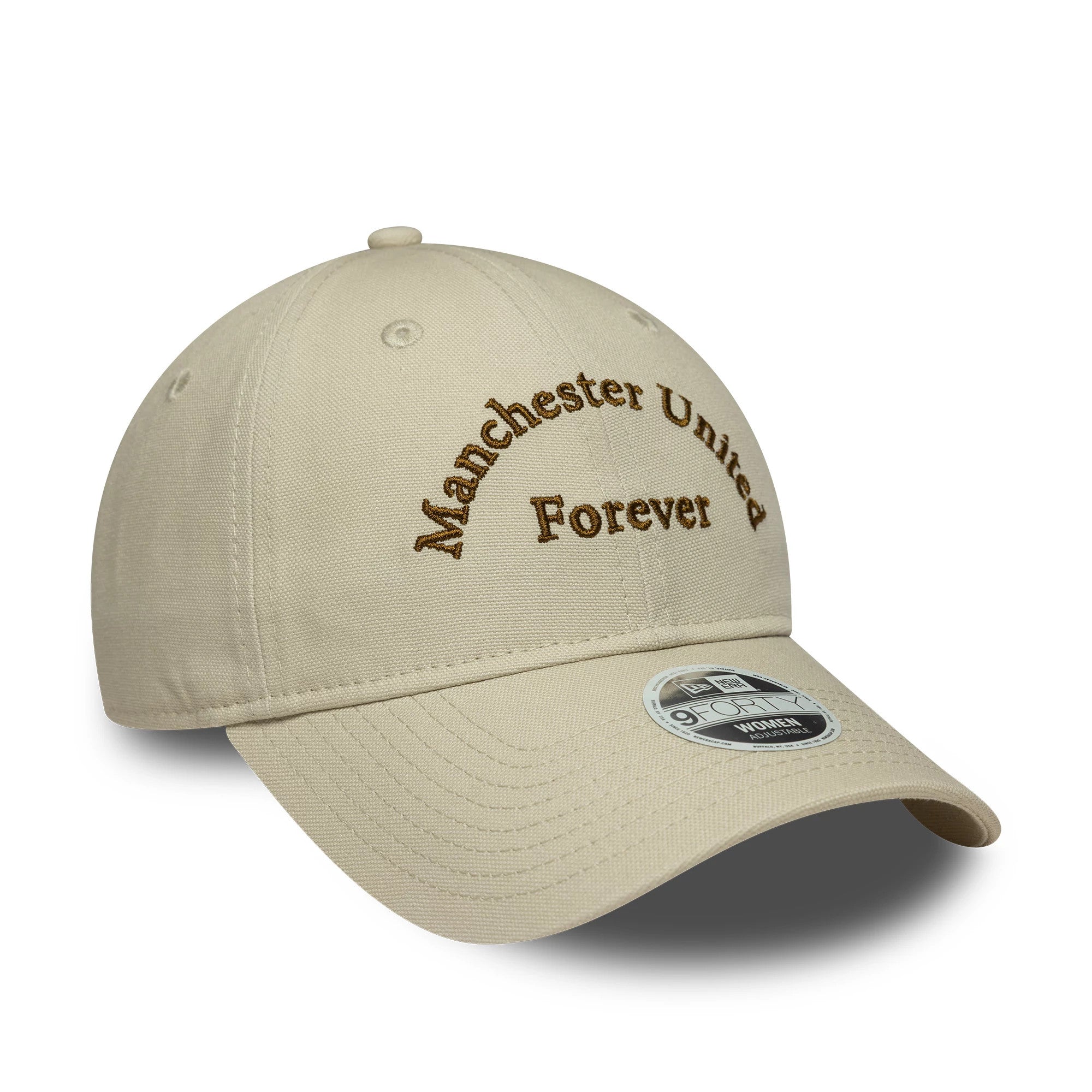 Pictured is this Womens Wordmark Manchester United FC 9FORTY in Cream. 3