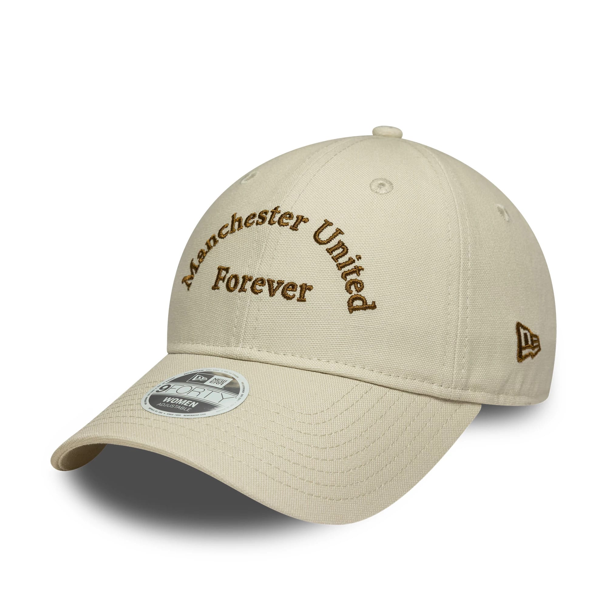 Pictured is this Womens Wordmark Manchester United FC 9FORTY in Cream. 1