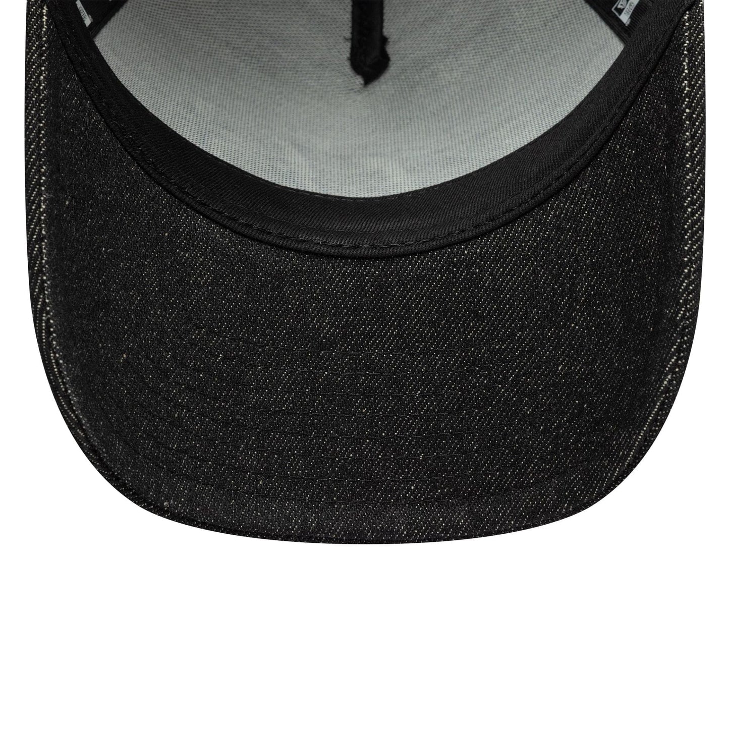 Pictured is this Laser Etch Denim VR46 9FORTY E-Frame Trucker in black. 5