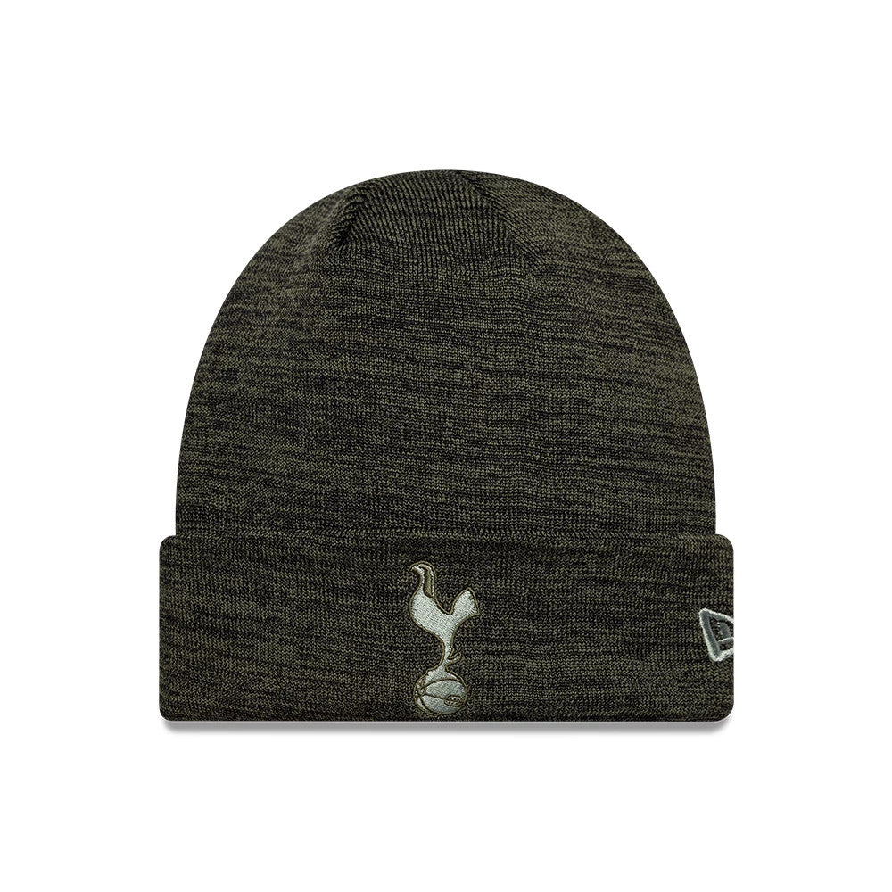 Pictured is this Tottenham Hotspur FC Marl Cuff Knit Beanie hat in dark green. 1