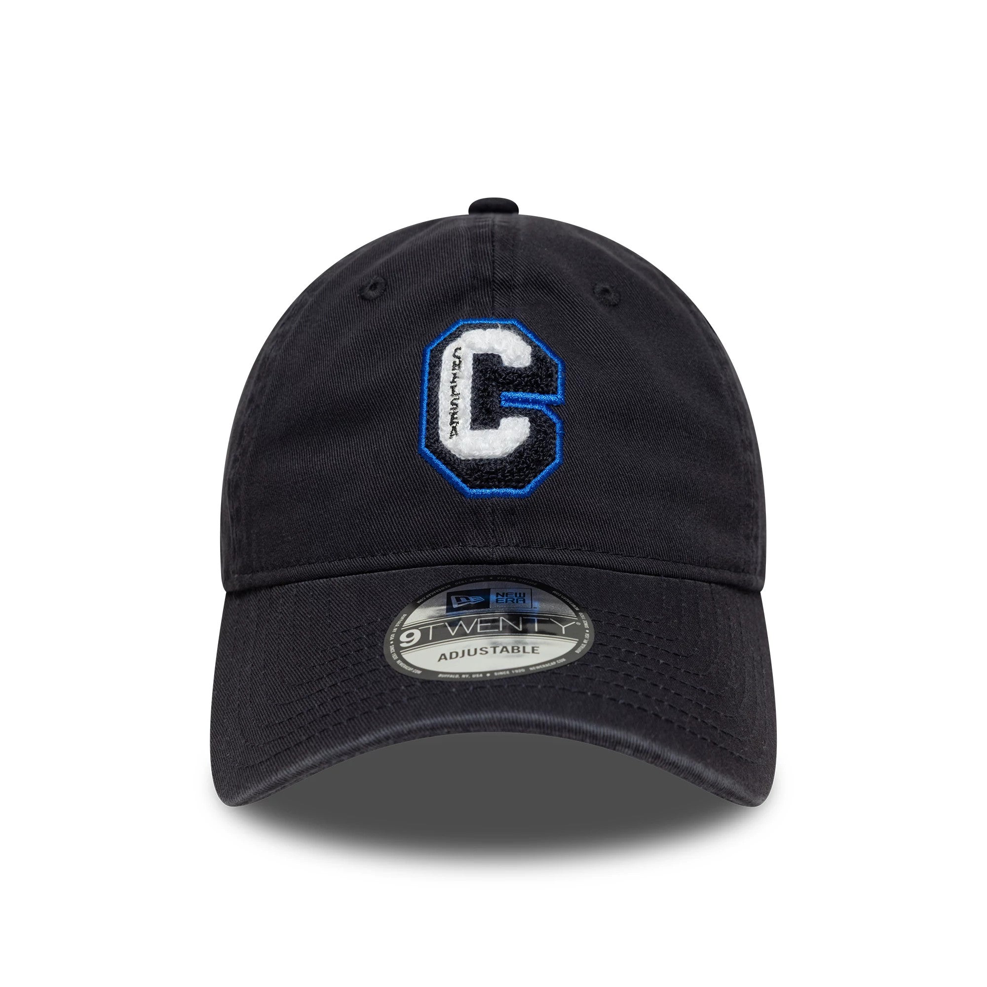 Pictured is this Chelsea FC Lion Crest Boucle 9TWENTY in navy. 2