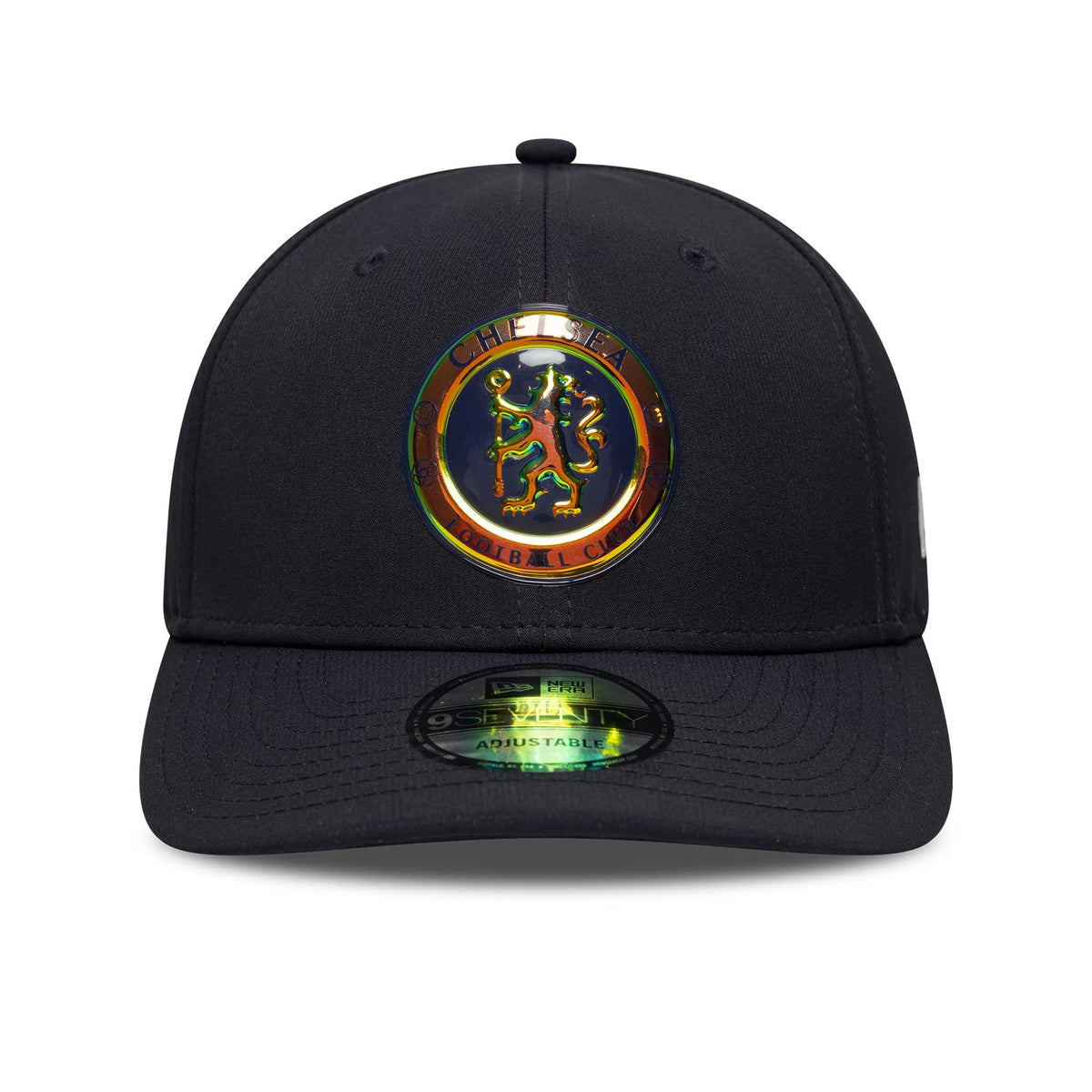 Pictured is this Chelsea FC Lion Crest Iridescent 9SEVENTY Stretch Snap in navy. 2