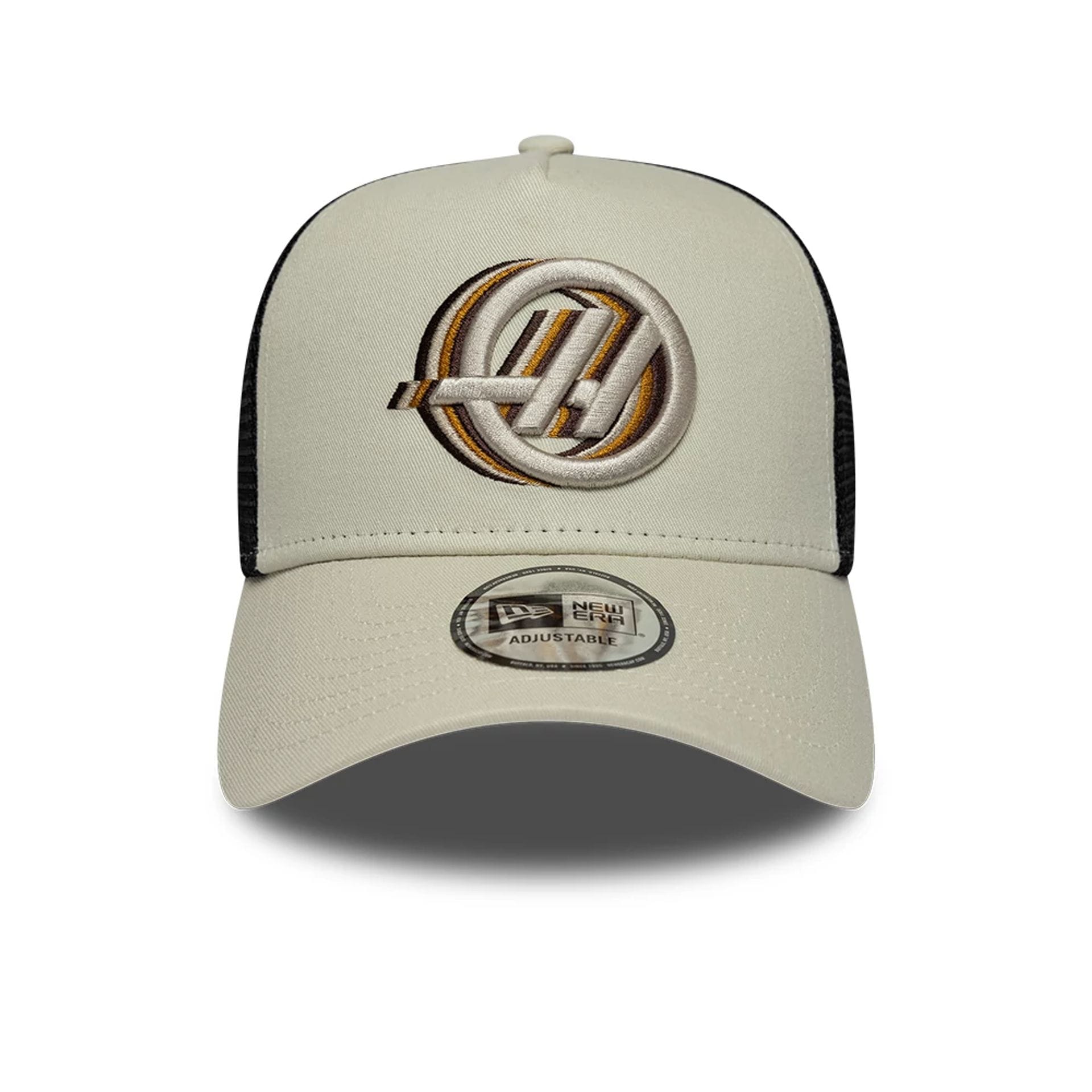 Pictured is this TGR Haas F1 9FORTY A-Frame Trucker in Cream. 2