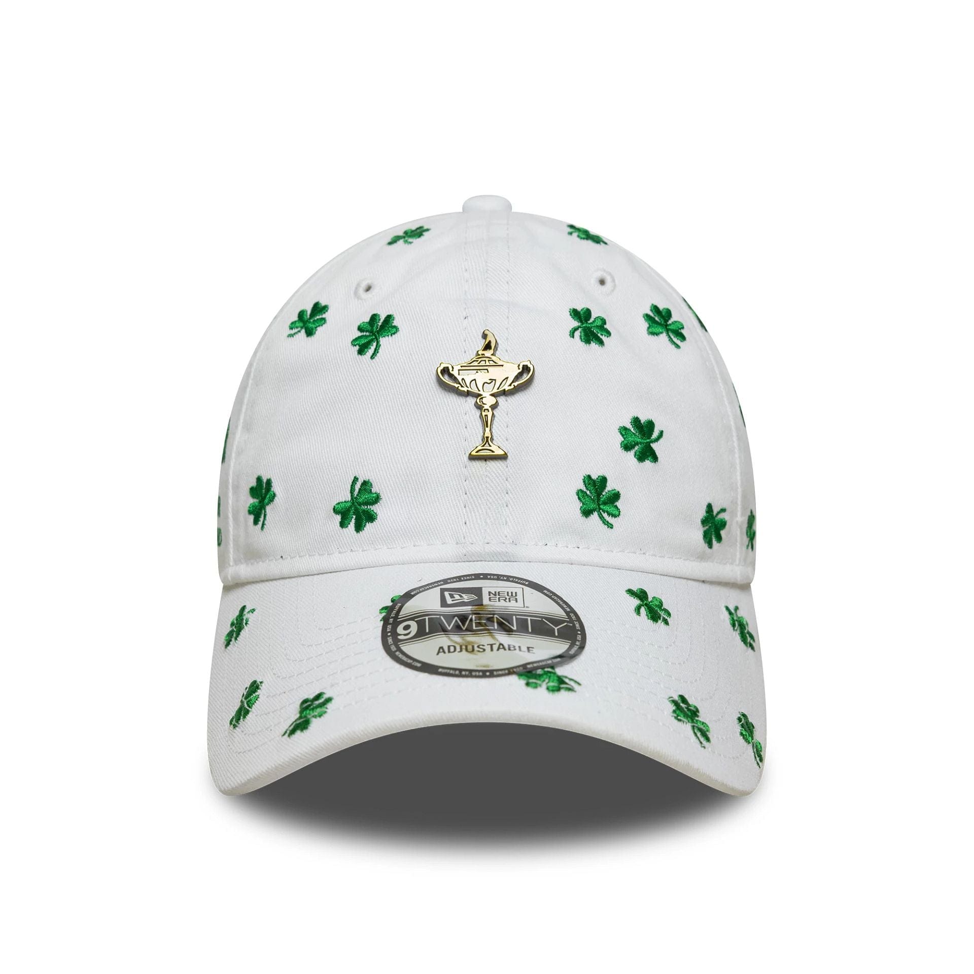 Pictured is this Shamrock Ryder Cup Europe 2027 9TWENTY cap in white. 2