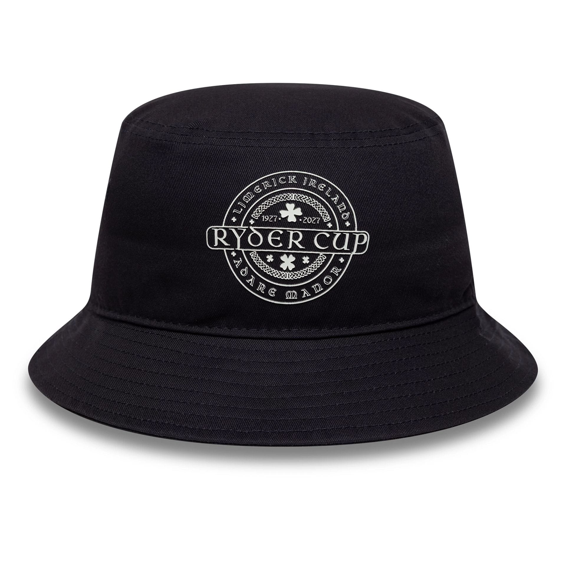 Pictured is this HD Print Ryder Cup Europe 2027 Bucket hat in navy. 2