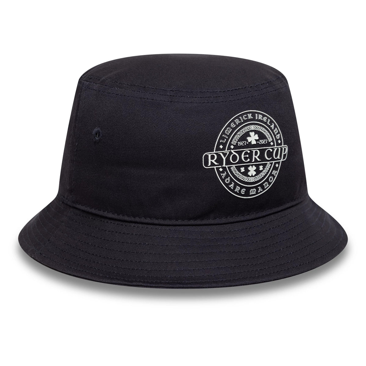 Pictured is this HD Print Ryder Cup 2027 Bucket hat in navy. 3