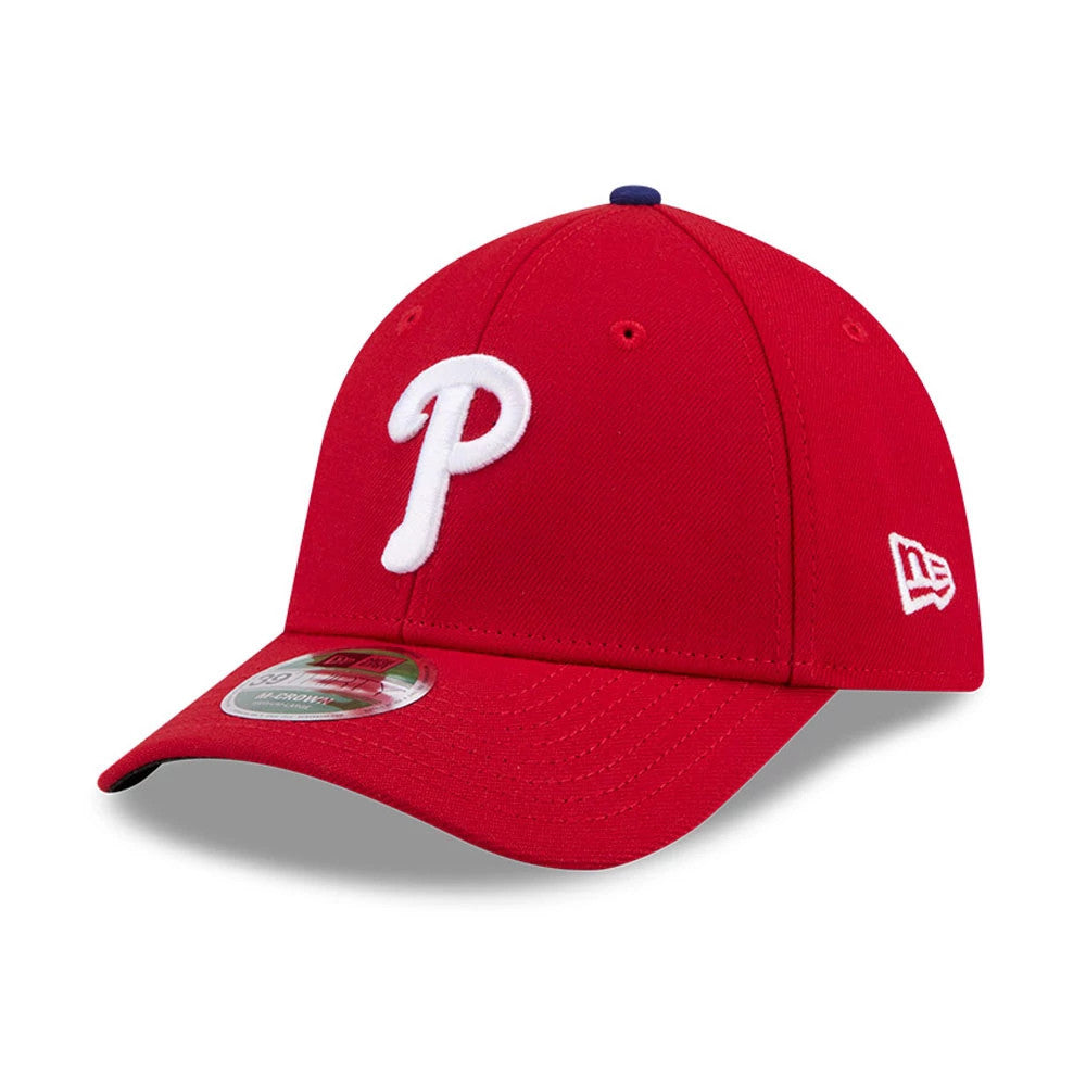 Pictured is this MLB Player Replica Philadelphia Phillies 39THIRTY M-Crown Stretch Fit cap in red. 4