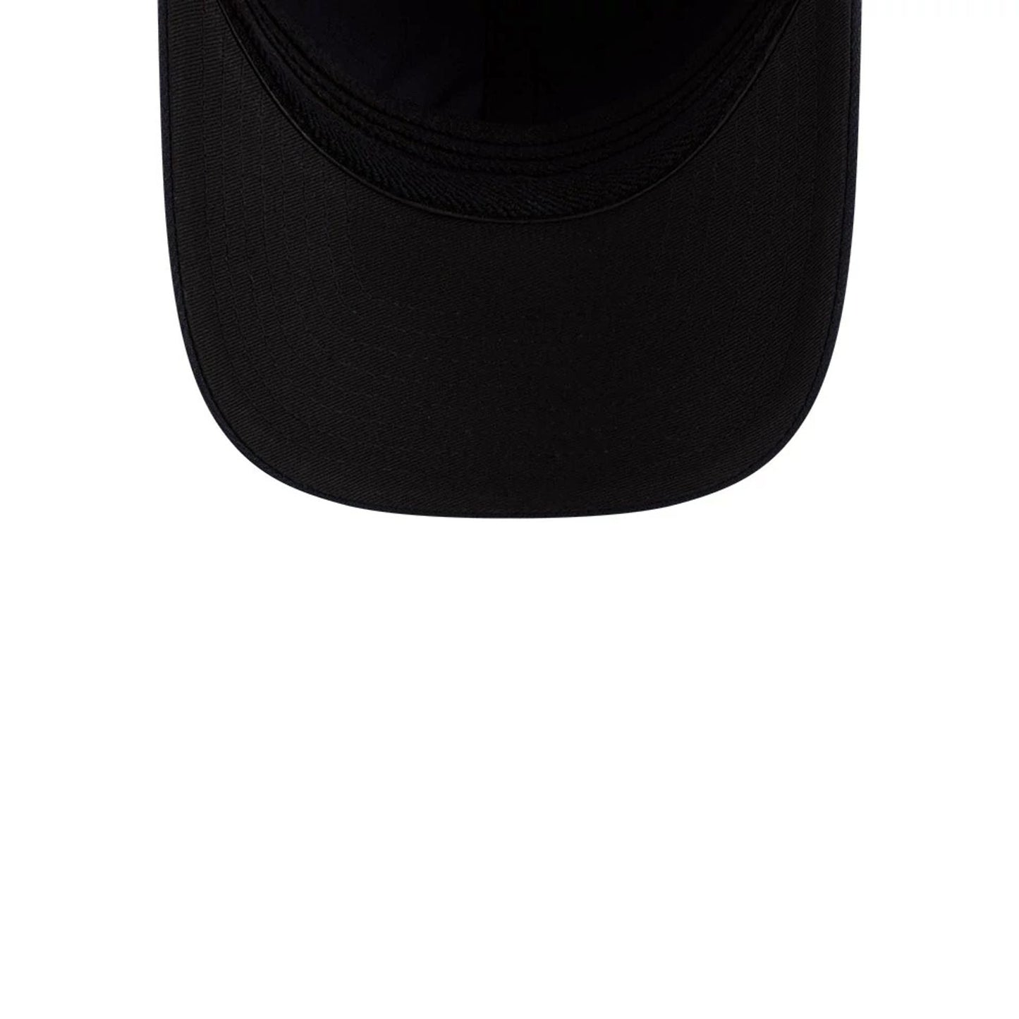 Houston Astros MLB Player Replica Navy New Era 39THIRTY M-Crown Stretch Fit Cap, inside view showing a black sweatband and a plain dark undervisor, with detailed stitching along the edges of the curved visor.