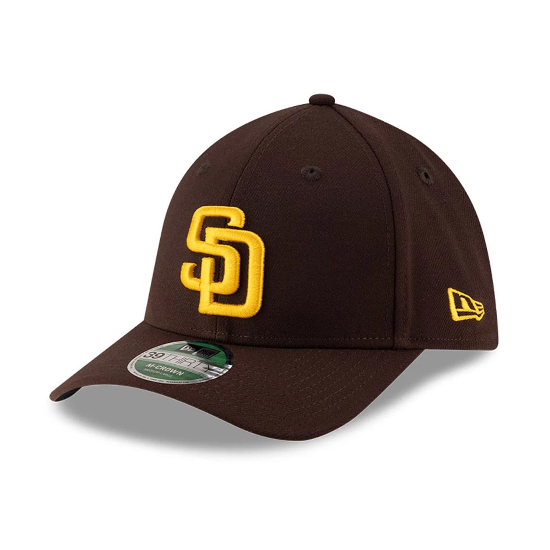 Pictured is this MLB Player Replica San Diego Padres 39THIRTY M-Crown Stretch Fit cap in dark brown. 1