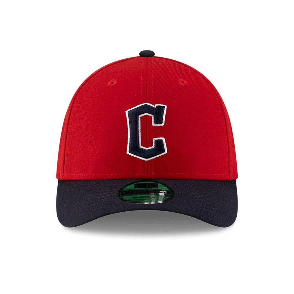 Pictured is this MLB Player Replica Cleveland Guardians 39THIRTY M-Crown Stretch Fit cap in Dark Red. 2