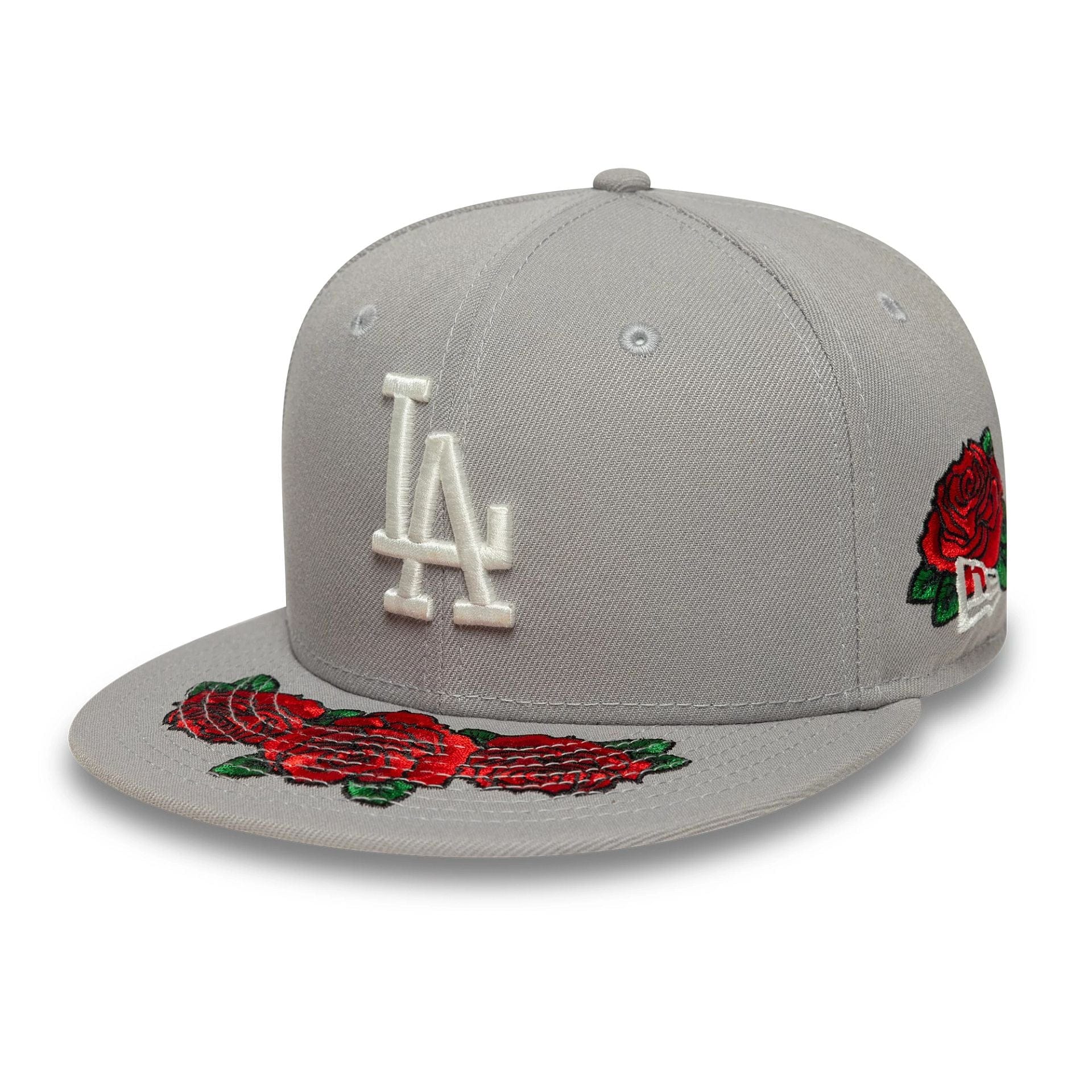 This is a LA Dodgers MLB Cooperstown Floral Grey 59FIFTY Fitted Cap 1