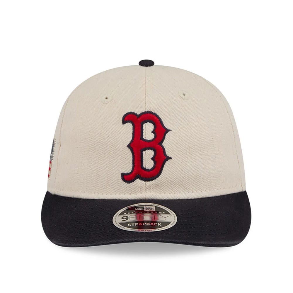 This is a Boston Red Sox MLB Americana Herringbone White Retro Crown 9FIFTY Adjustable Cap 4