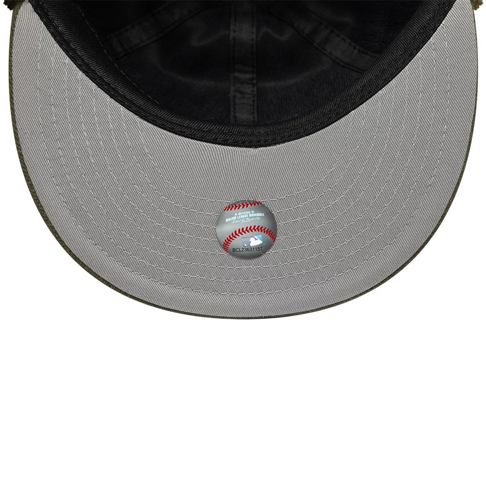 This is a Boston Red Sox MLB Camo Open Green Retro Crown Dogear 59FIFTY Fitted Cap 3
