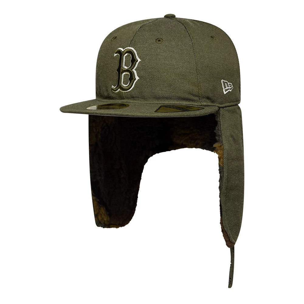 This is a Boston Red Sox MLB Camo Open Green Retro Crown Dogear 59FIFTY Fitted Cap 2
