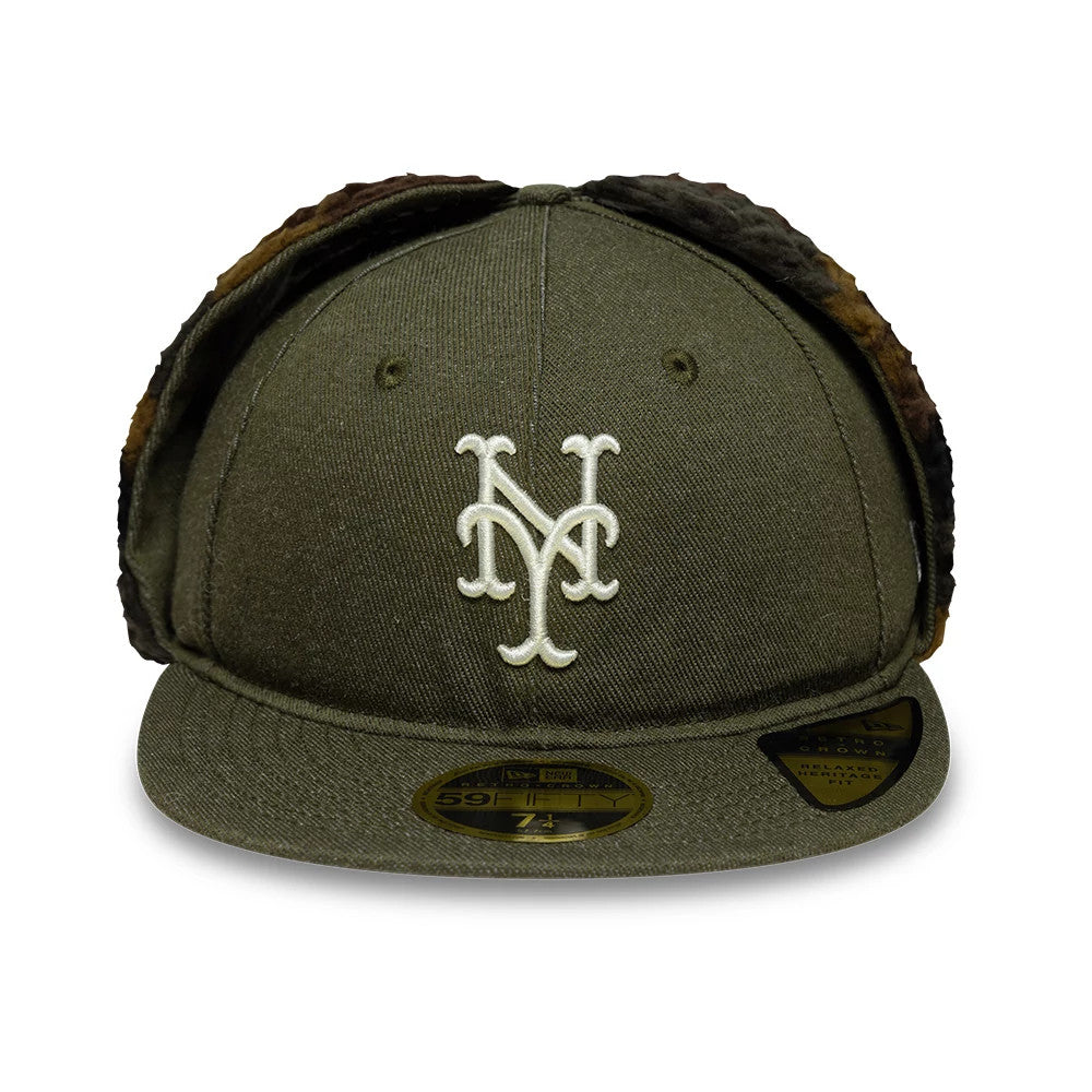 This is a New York Mets MLB Camo Open Green Retro Crown 59FIFTY Fitted Cap 4
