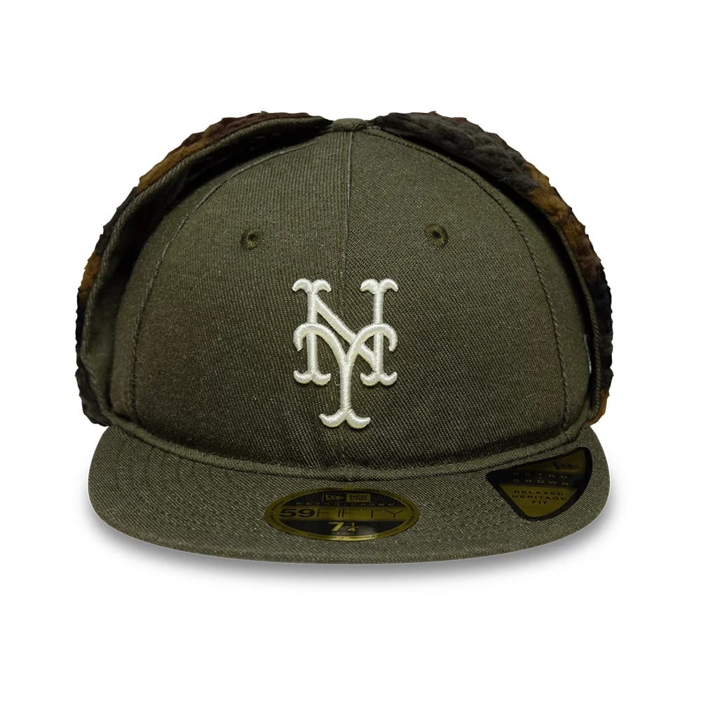 This is a New York Mets MLB Camo Open Green Retro Crown 59FIFTY Fitted Cap 4