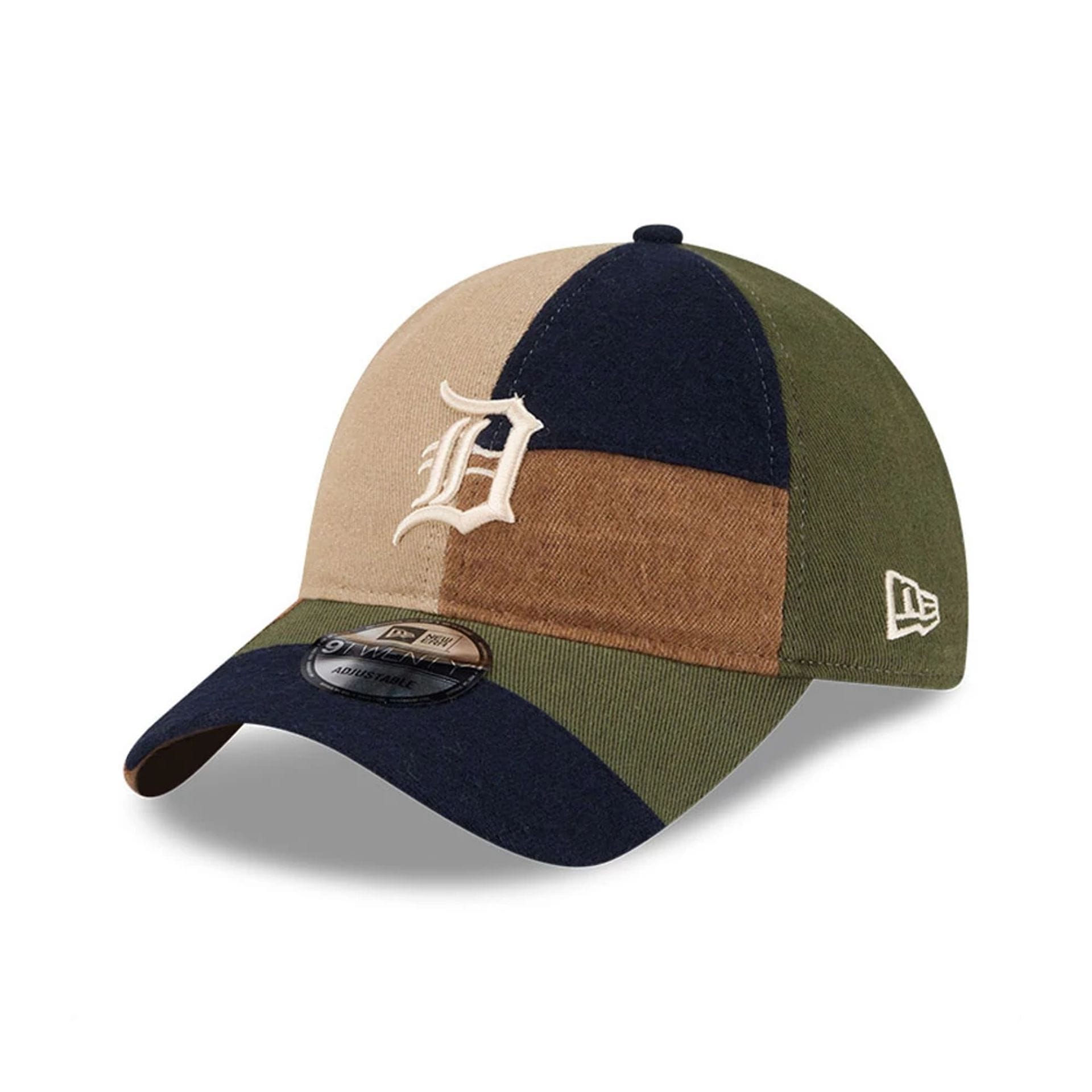 This is a Detroit Tigers MLB Patchwork Open Brown 9TWENTY Adjustable Cap 1