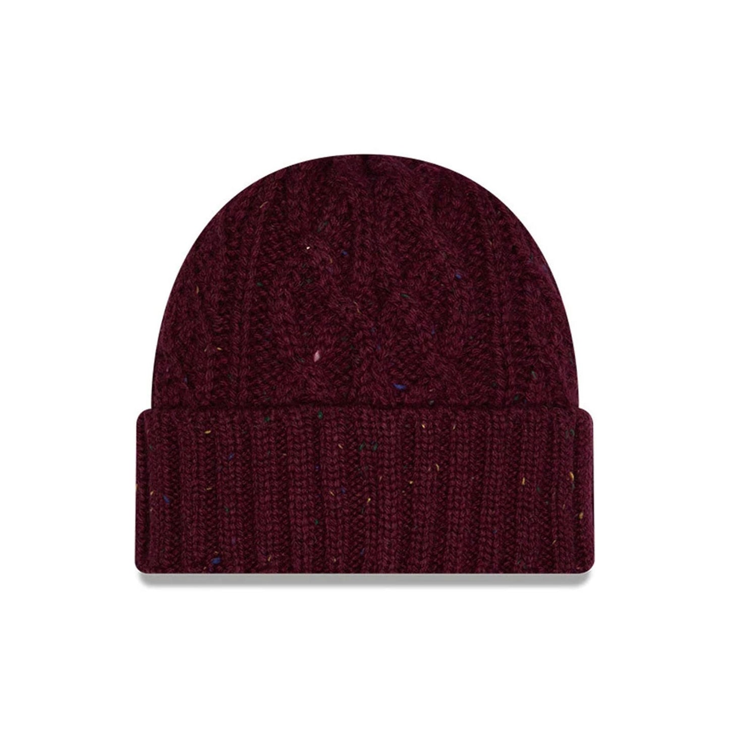 This is a New Era Speckled Dark Purple Cable Knit Beanie Hat 3