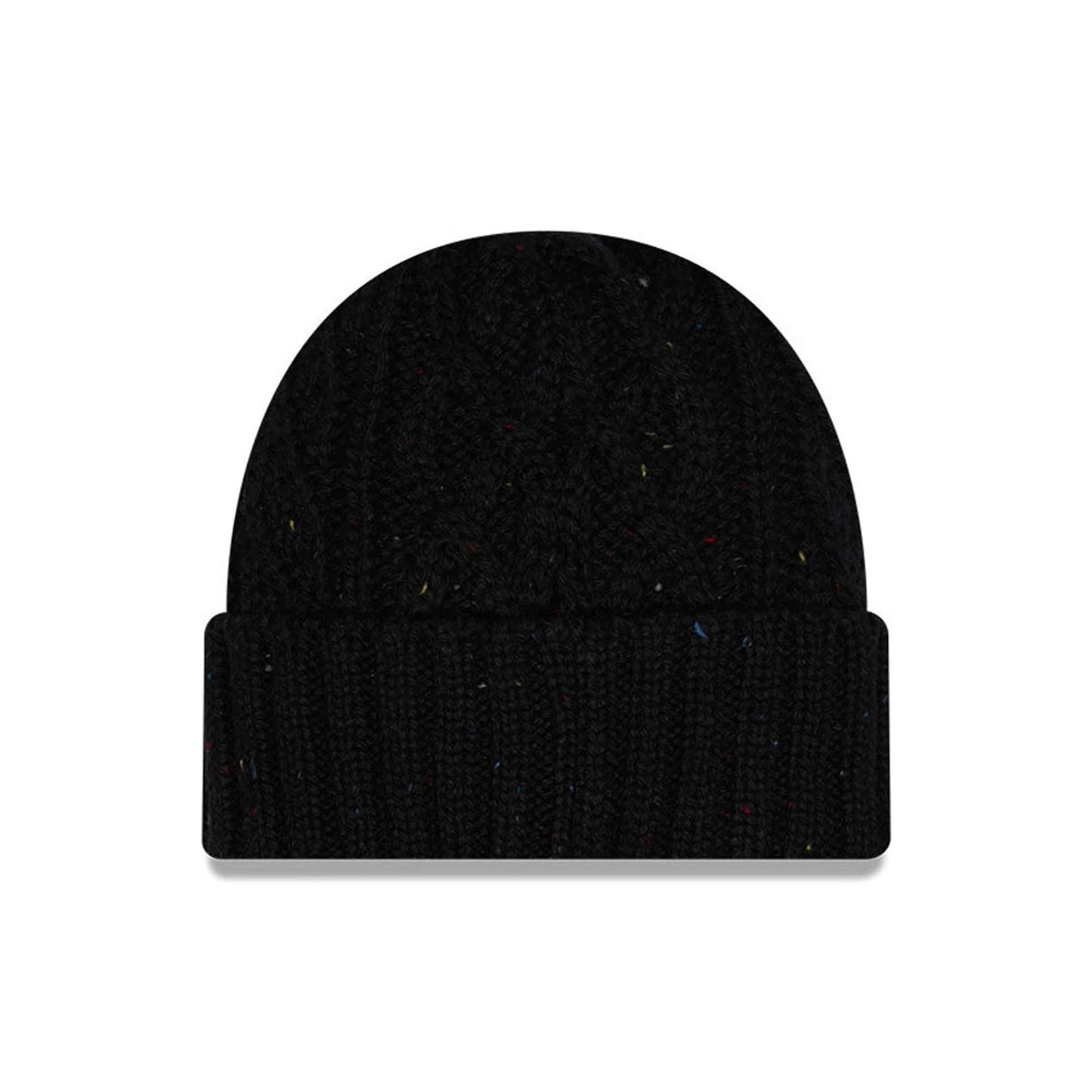 This is a New Era Speckled Black Cable Knit Beanie Hat 3