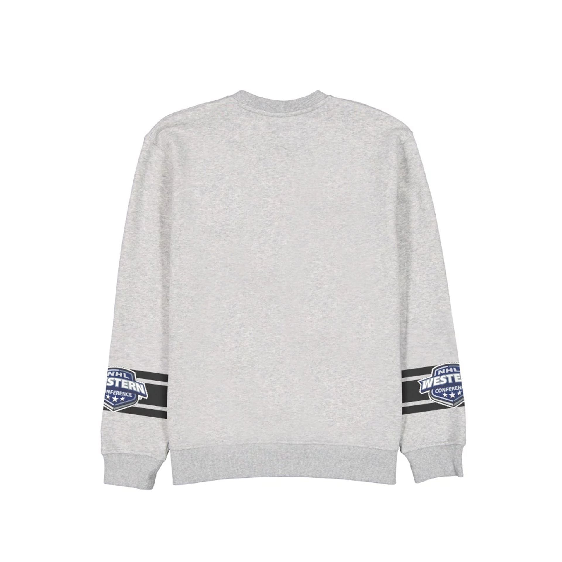 The model is wearing this NHL Sport Classic LA Kings Crew Neck Sweater in grey. 2
