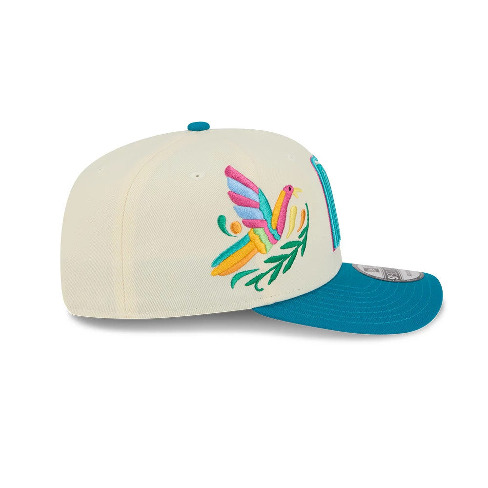 Pictured is this World Baseball Classic Latin Embroidery Mexico 9SEVENTY Stretch Snap cap in white. 7