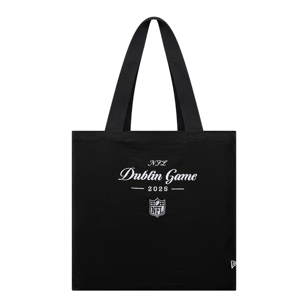 This is a Shield Logo NFL Dublin Game 2025 Black Tote Bag 1
