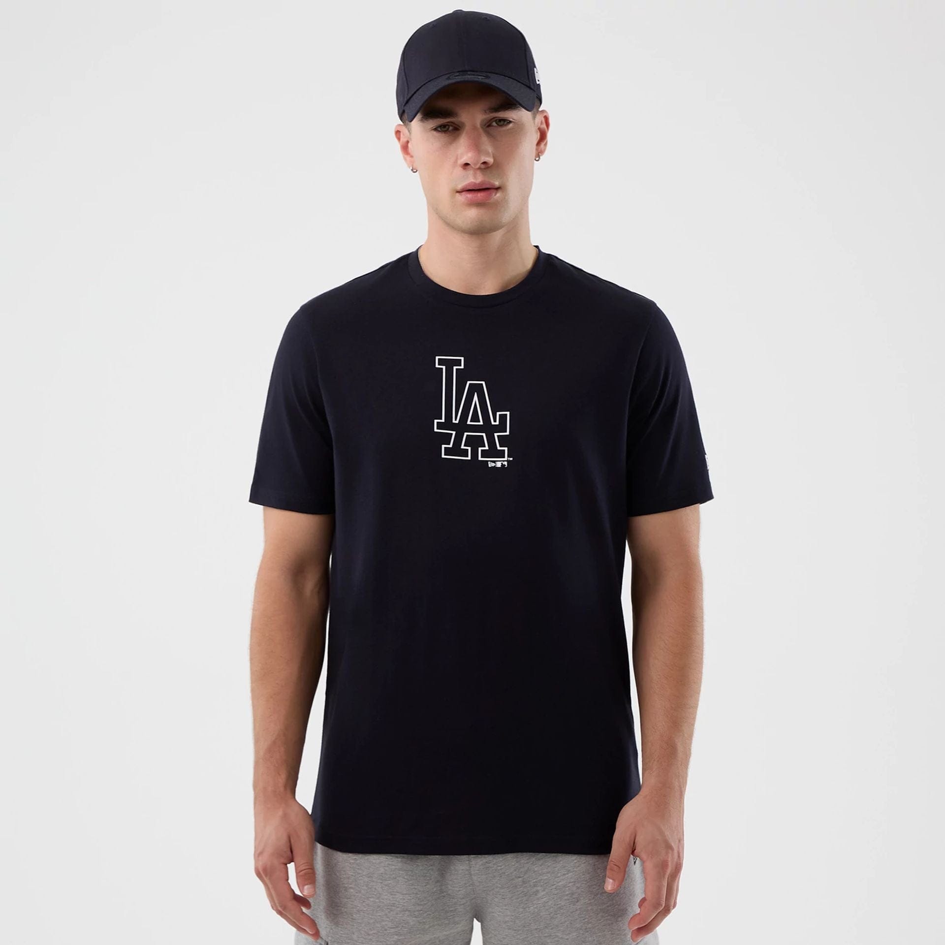 The Male model is wearing LA Dodgers MLB Back To School Navy T-Shirt 1