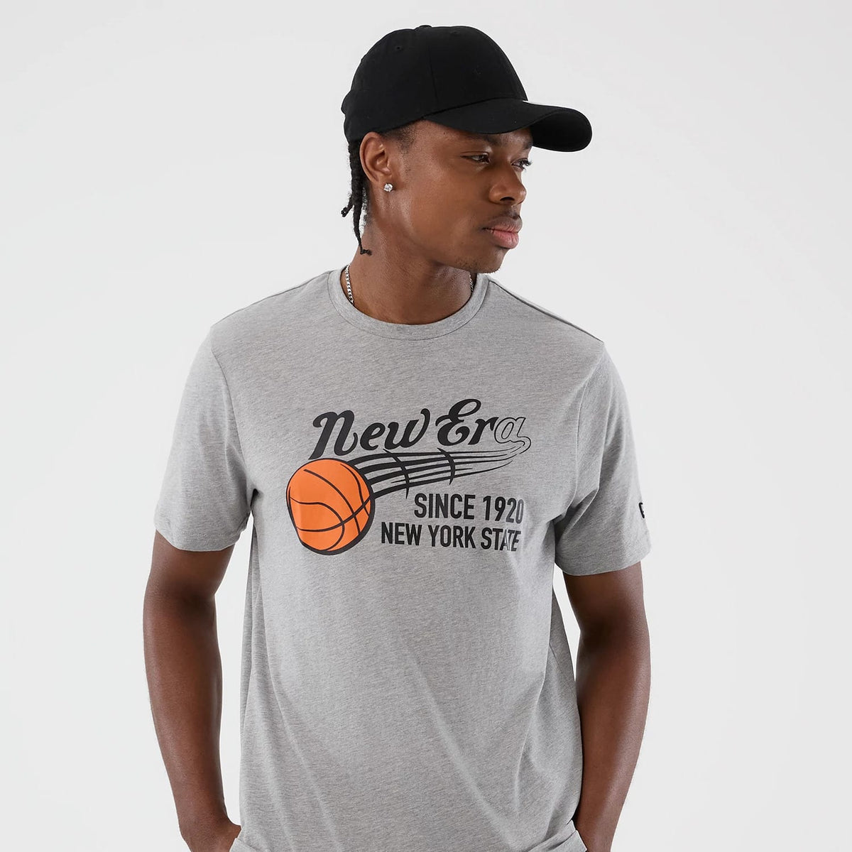 The Male model is wearing New Era Back To School Grey T-Shirt 3