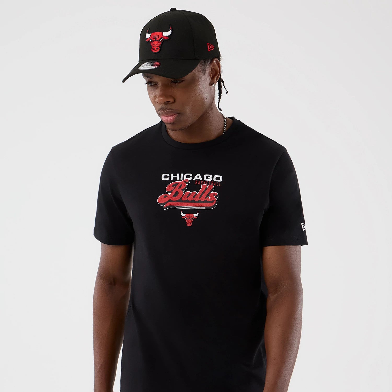 The Male model is wearing Chicago Bulls NBA Back To School Black T-Shirt 4