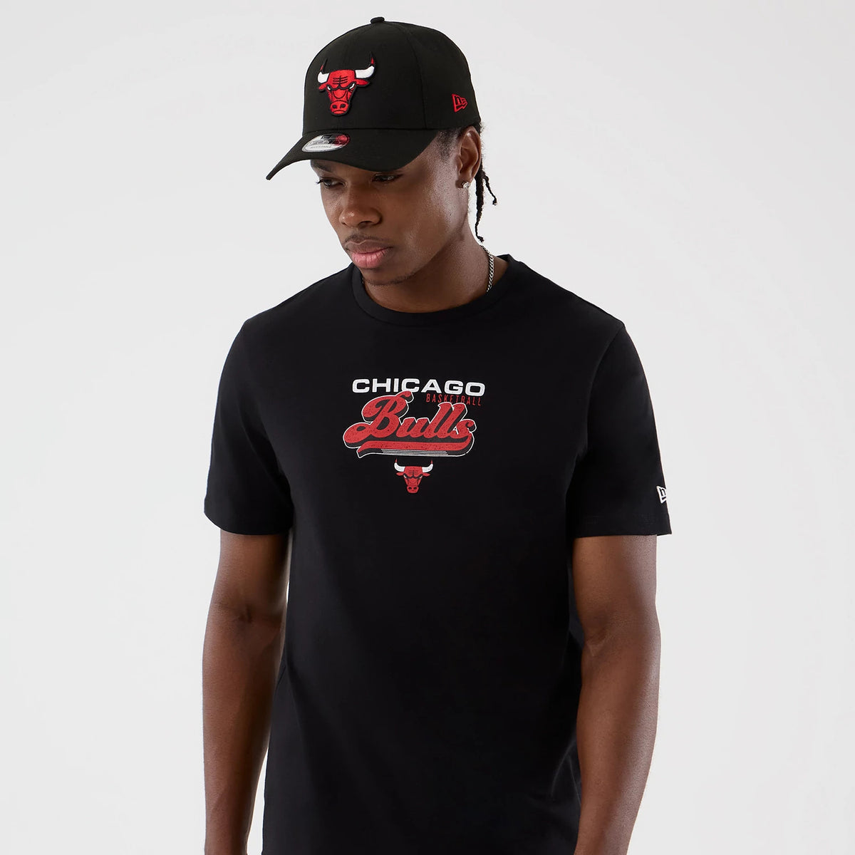The Male model is wearing Chicago Bulls NBA Back To School Black T-Shirt 4