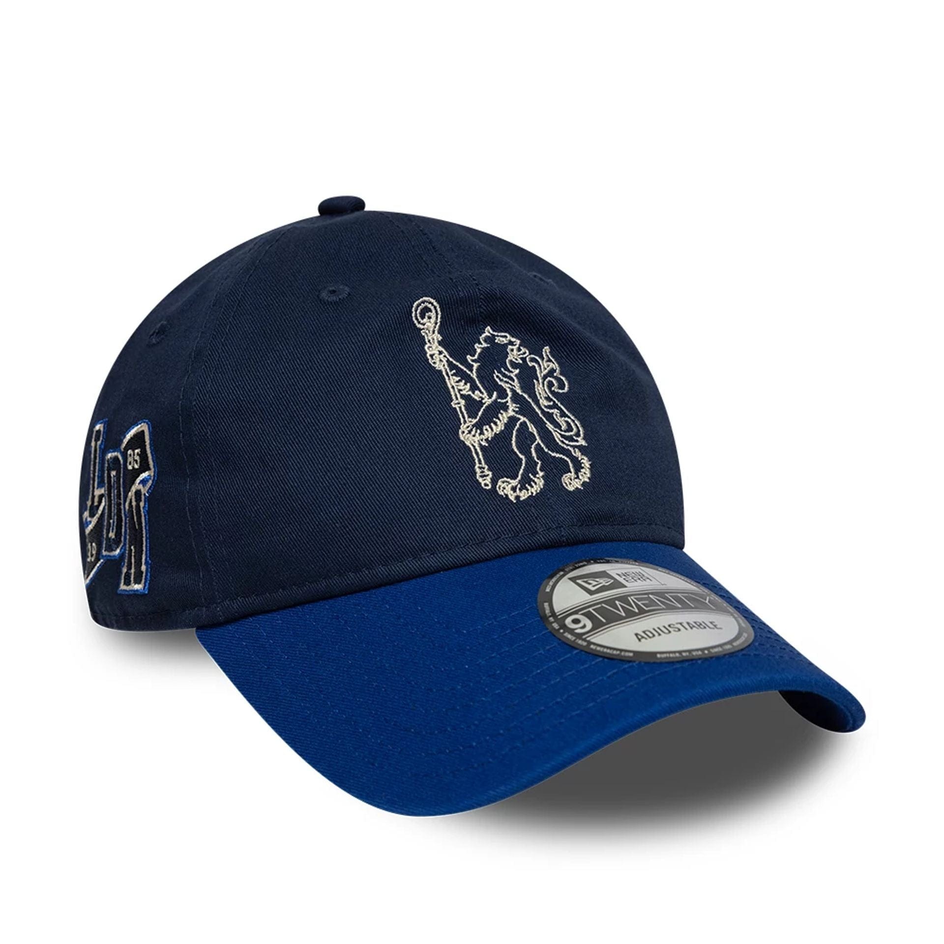 This is a Chelsea FC Lion Crest College Navy 9TWENTY Adjustable Cap 1