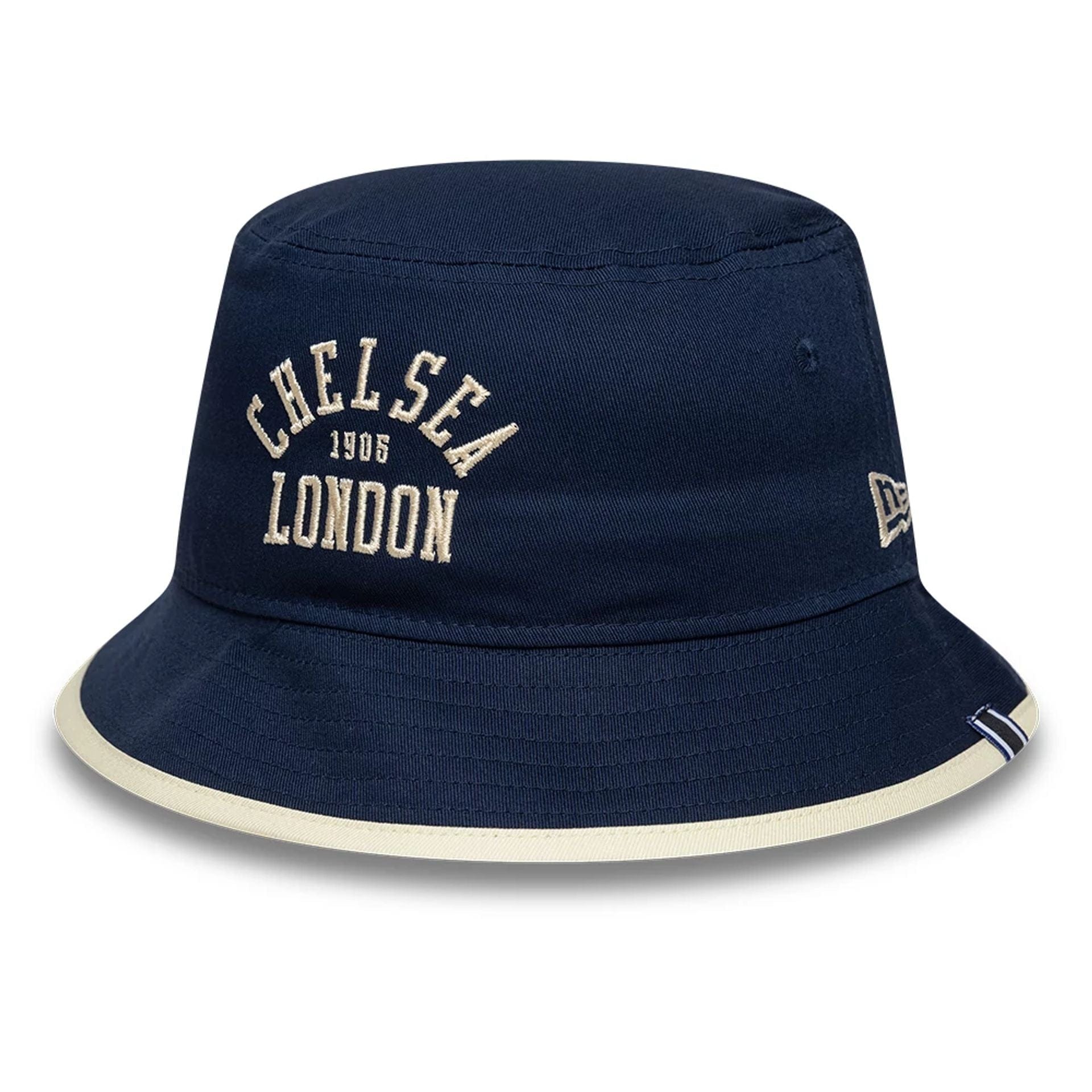This is a Chelsea FC Lion Crest College Navy Bucket Hat 1