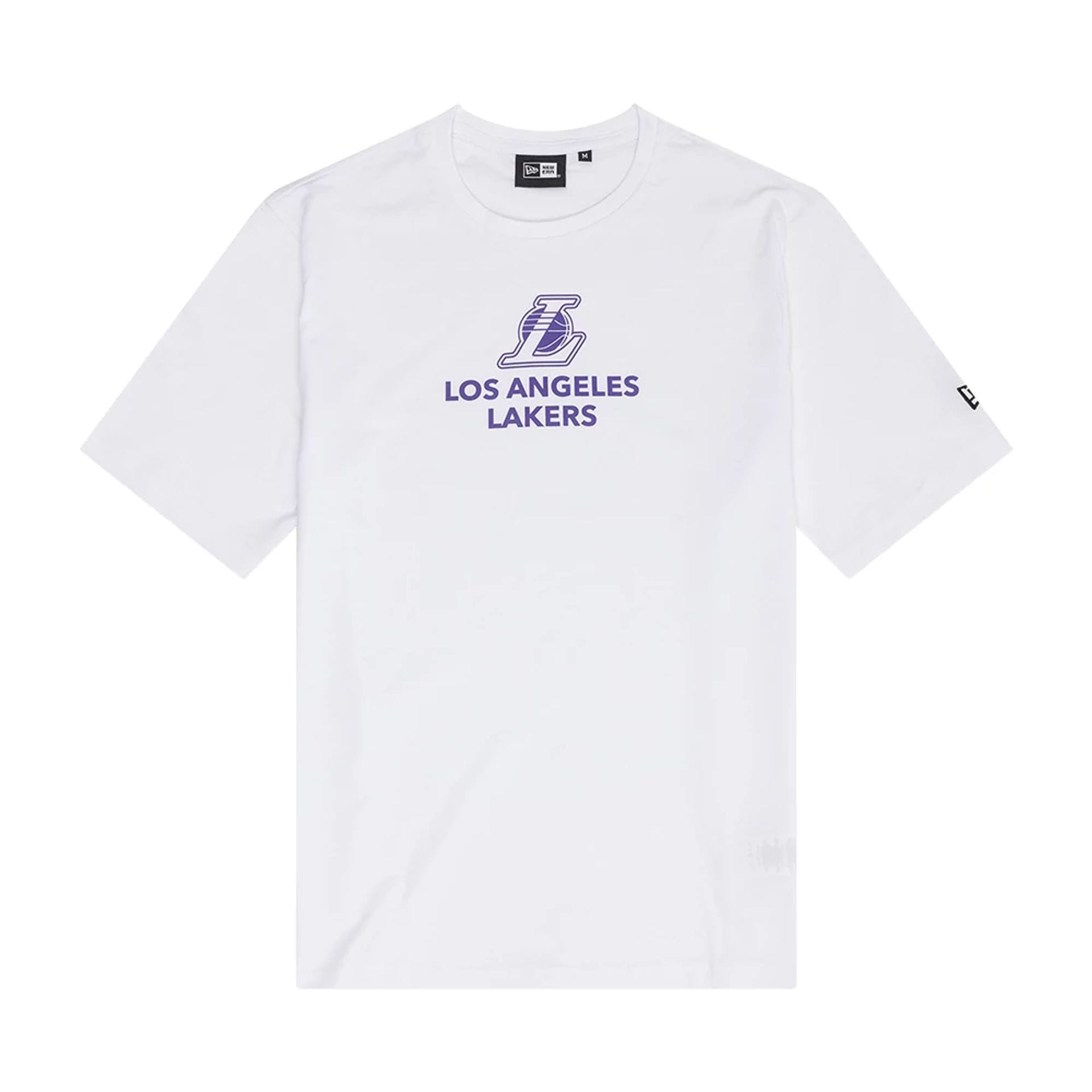 The Male model is wearing LA Lakers NBA Outline Graphic White T-Shirt 1
