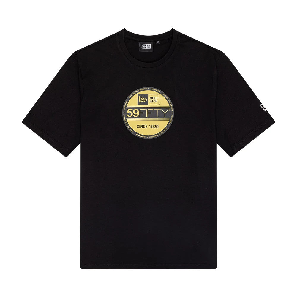 The Male model is wearing New Era Sticker Graphic Black T-Shirt 1