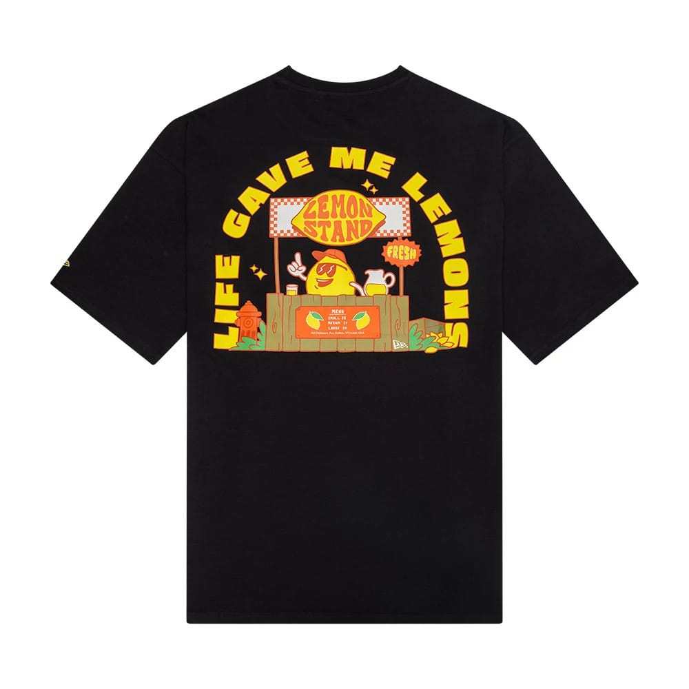 The Male model is wearing New Era Summer Graphic Black Oversized T-Shirt 2