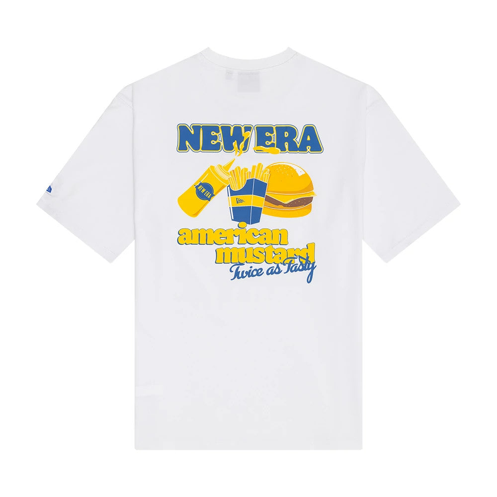 The Male model is wearing New Era Burger Graphic White Oversized T-Shirt 2