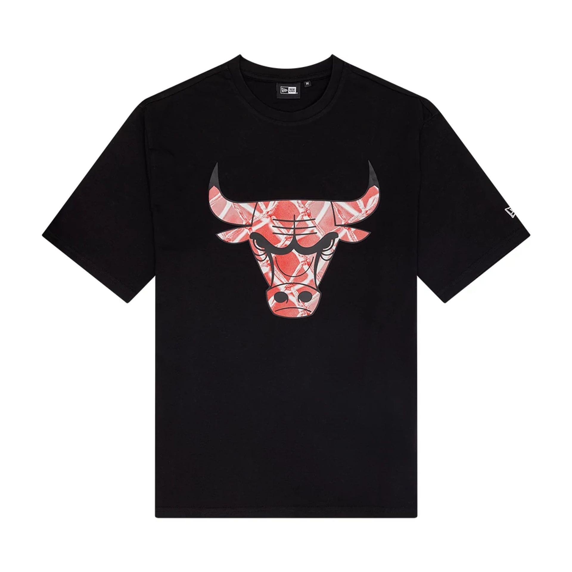The Male model is wearing Chicago Bulls NBA Arch Graphic Black Oversized T-Shirt 1