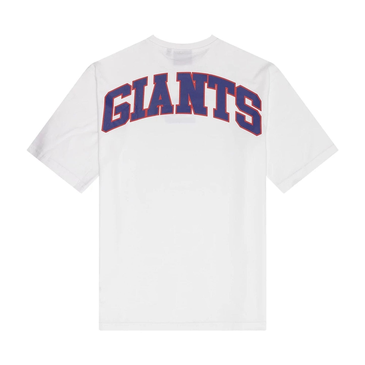 The Male model is wearing New York Giants NFL Arch Graphic White Oversized T-Shirt 2
