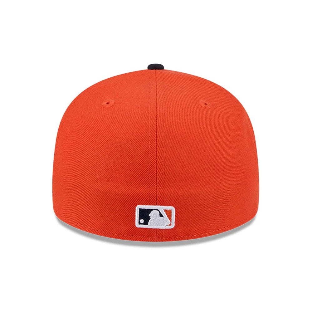 Detroit Tigers MLB Spring Training 2026 Red Low Profile New Era 59FIFTY Fitted Cap, rear view showing the white embroidered MLB Batterman logo centred on the red back panels, with a matching top button and eyelets.