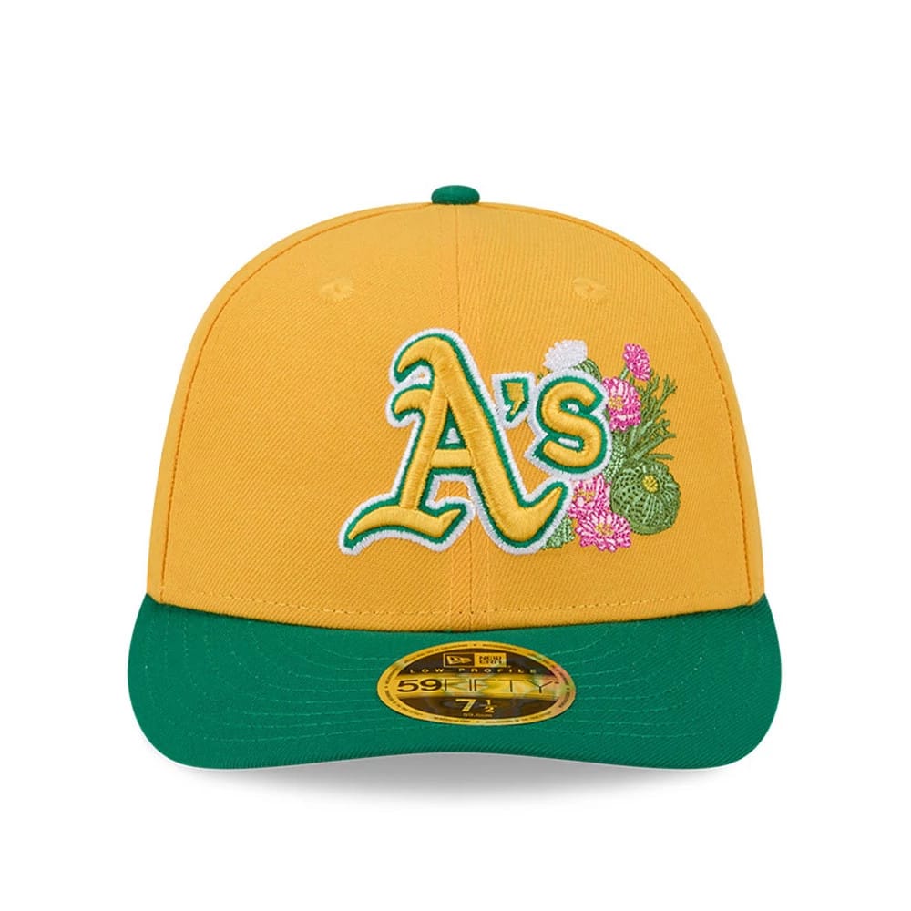 Pictured is this MLB Spring Training 2026 Athletics Low Profile 59FIFTY Fitted cap in yellow. 3