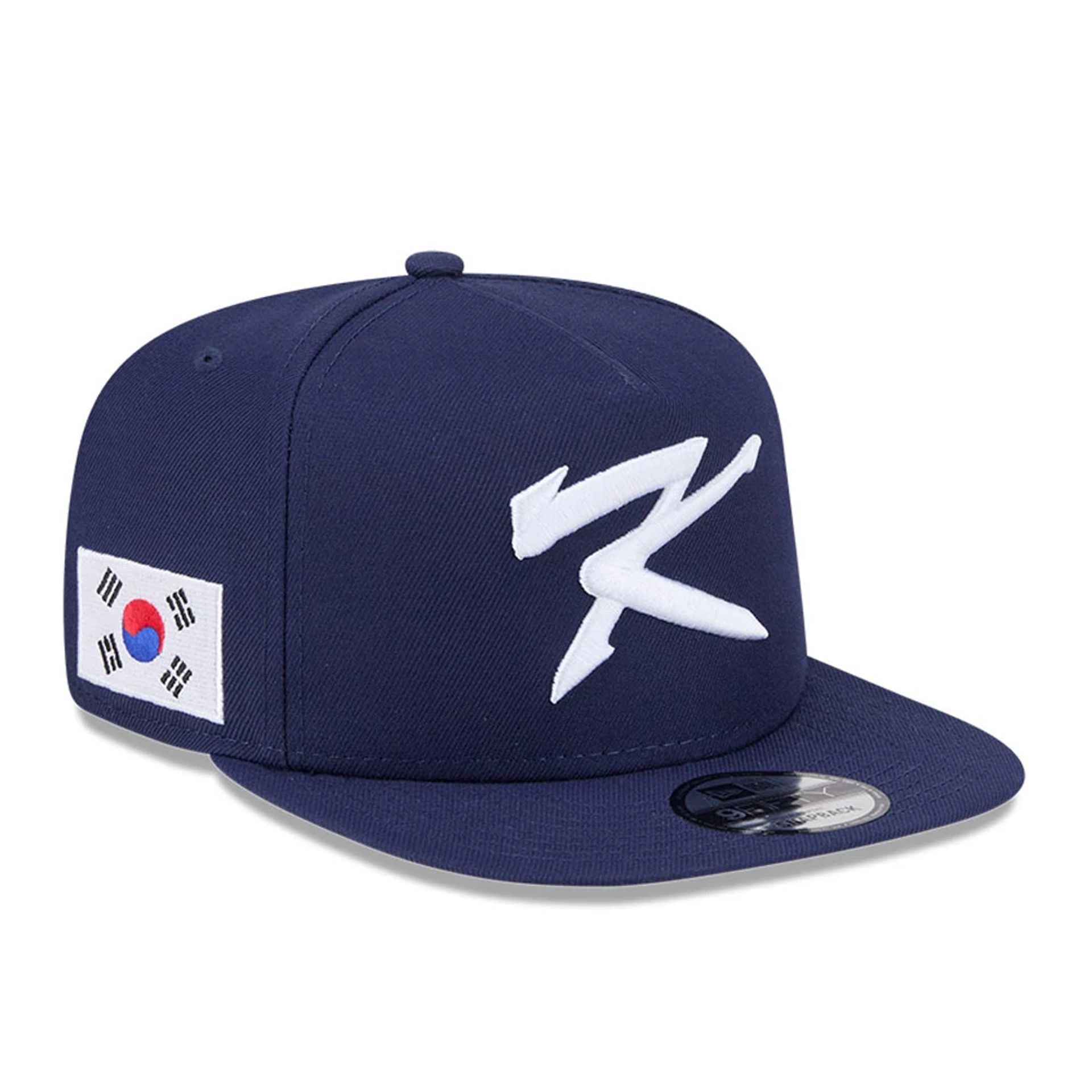 Pictured is this MLB World Baseball Classic 2026 Korea 9FIFTY A-Frame Snapback cap in dark blue. 1