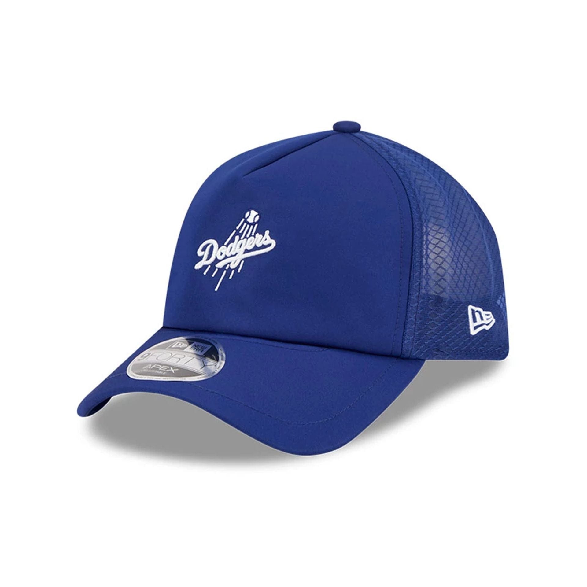 Pictured is this MLB Batting Practice 2026 LA Dodgers 9FORTY Apex cap in dark blue. 1