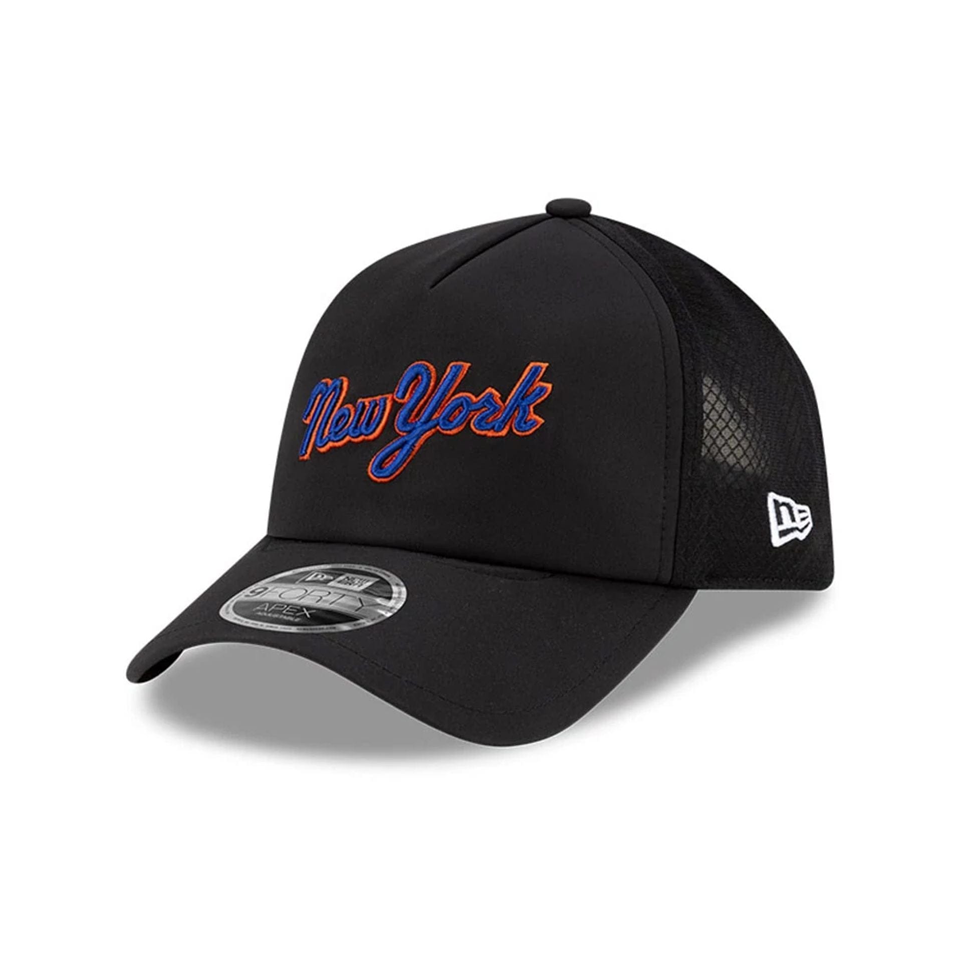 Pictured is this MLB Batting Practice 2026 New York Mets 9FORTY Apex cap in Blue. 1