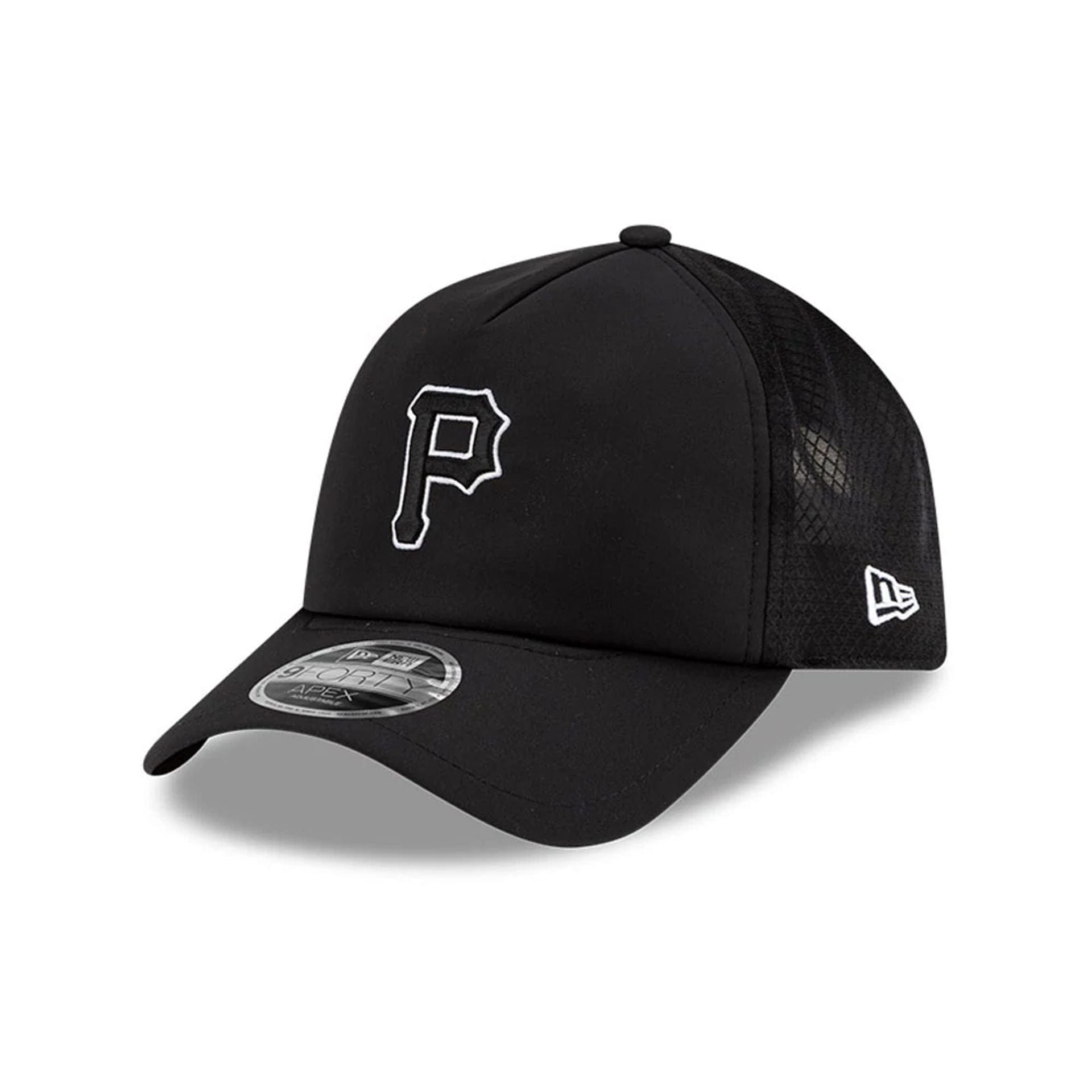 Pictured is this MLB Batting Practice 2026 Pittsburgh Pirates 9FORTY Apex cap in Black. 1
